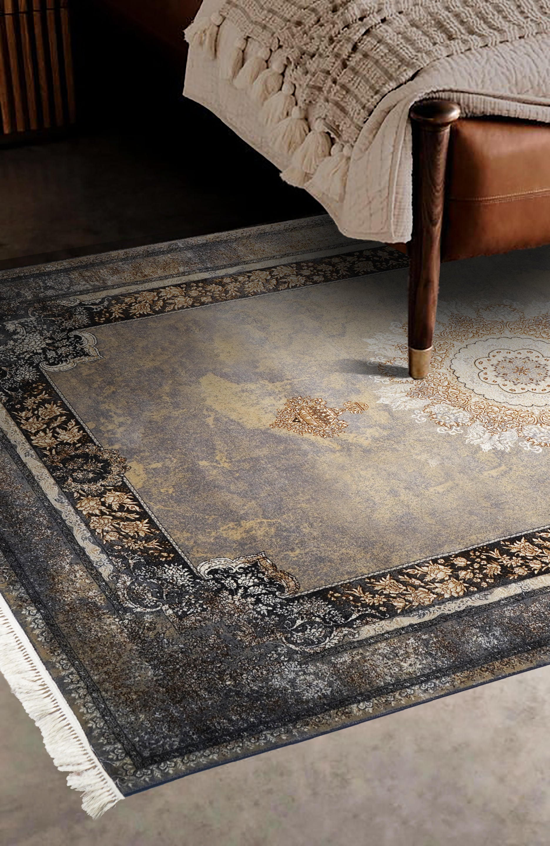 Hive 204 Traditional transitional grey gold rug