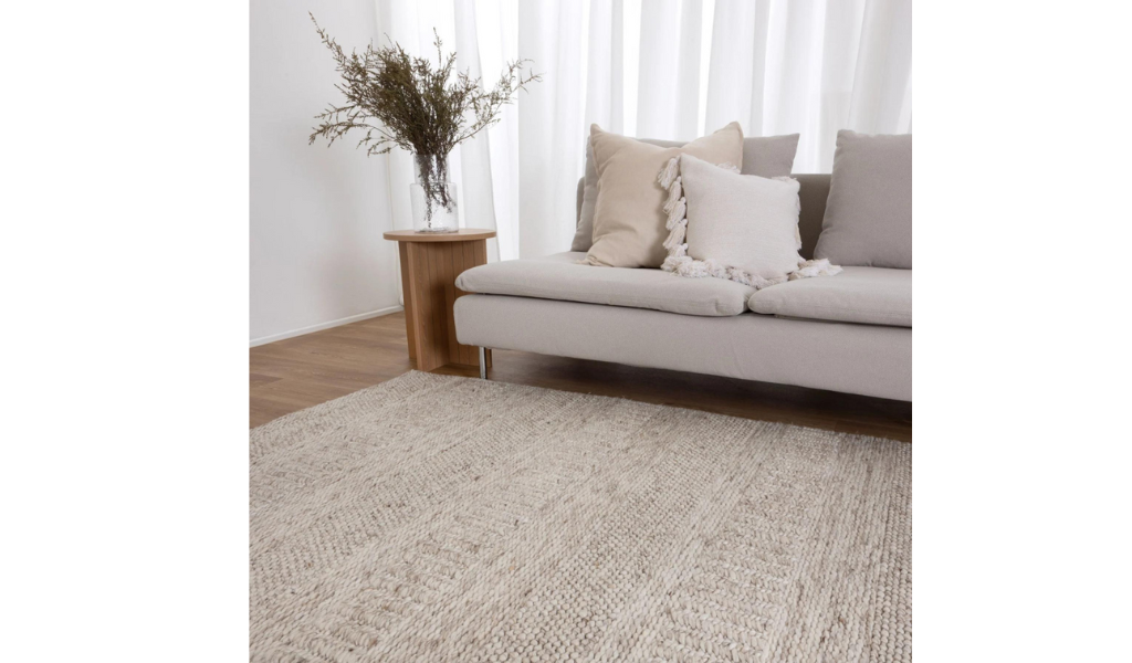 Priva Beige Multi Braided Pattern Wool Rug