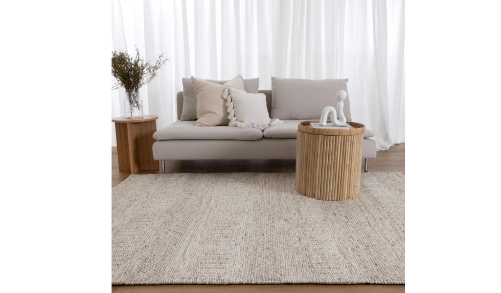 Priva Beige Multi Braided Pattern Wool Rug