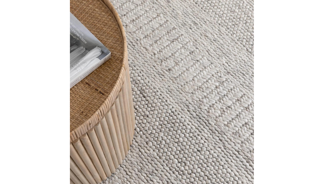 Priva Ivory Multi Braided Pattern Wool Rug