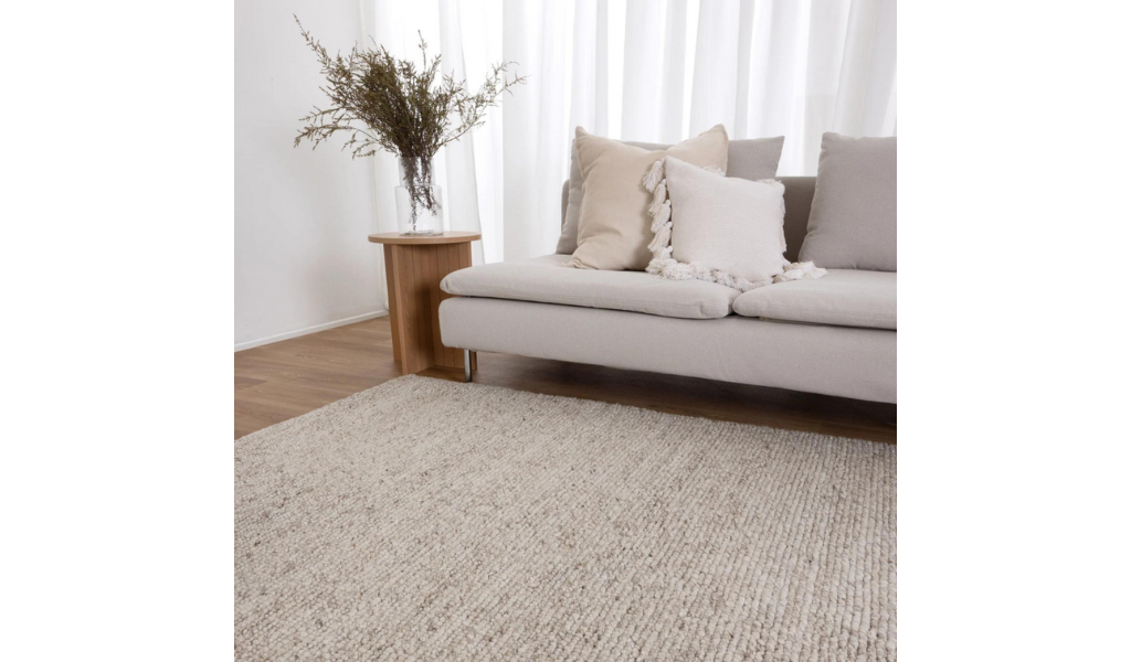 Priva Beige Hand Woven Textured Wool Rug
