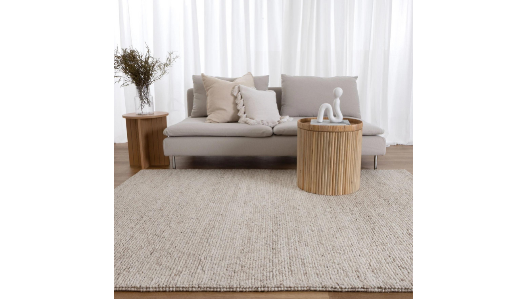 Priva Beige Hand Woven Textured Wool Rug