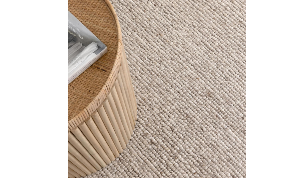 Priva Beige Hand Woven Textured Wool Rug
