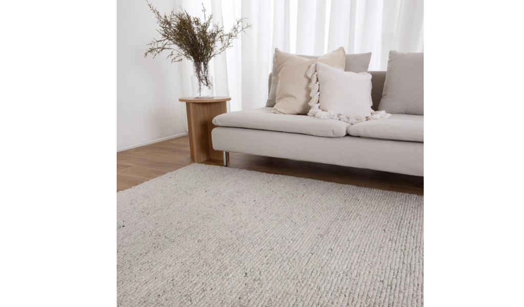 Priva Ivory Hand Woven Textured Wool Rug