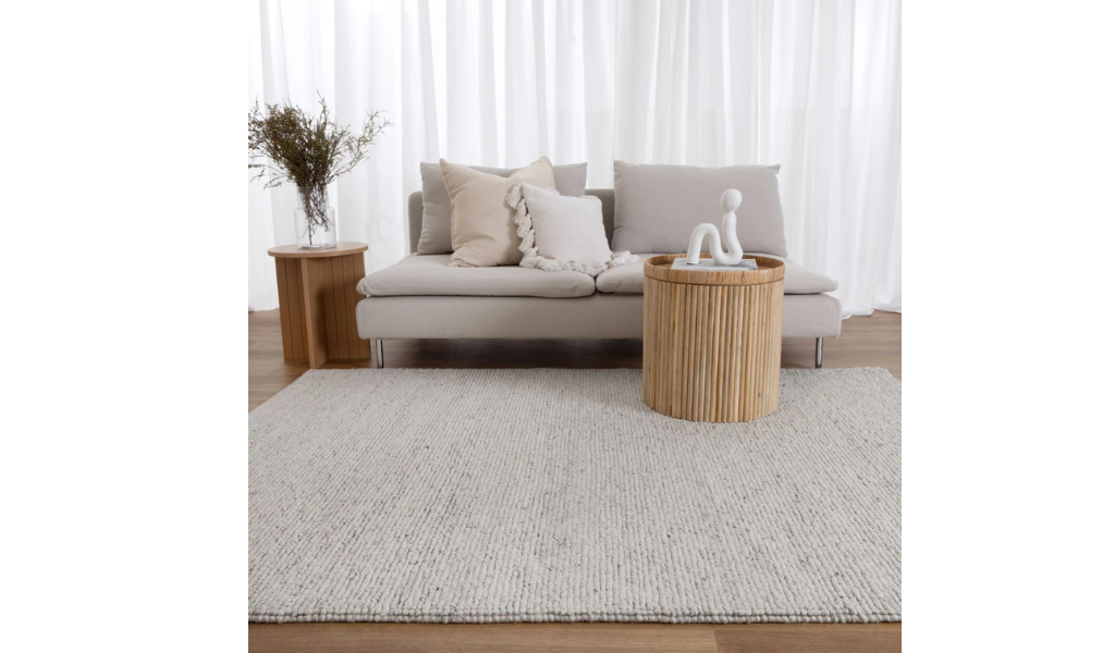 Priva Ivory Hand Woven Textured Wool Rug