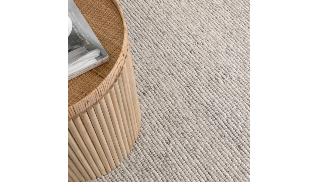 Priva Ivory Hand Woven Textured Wool Rug