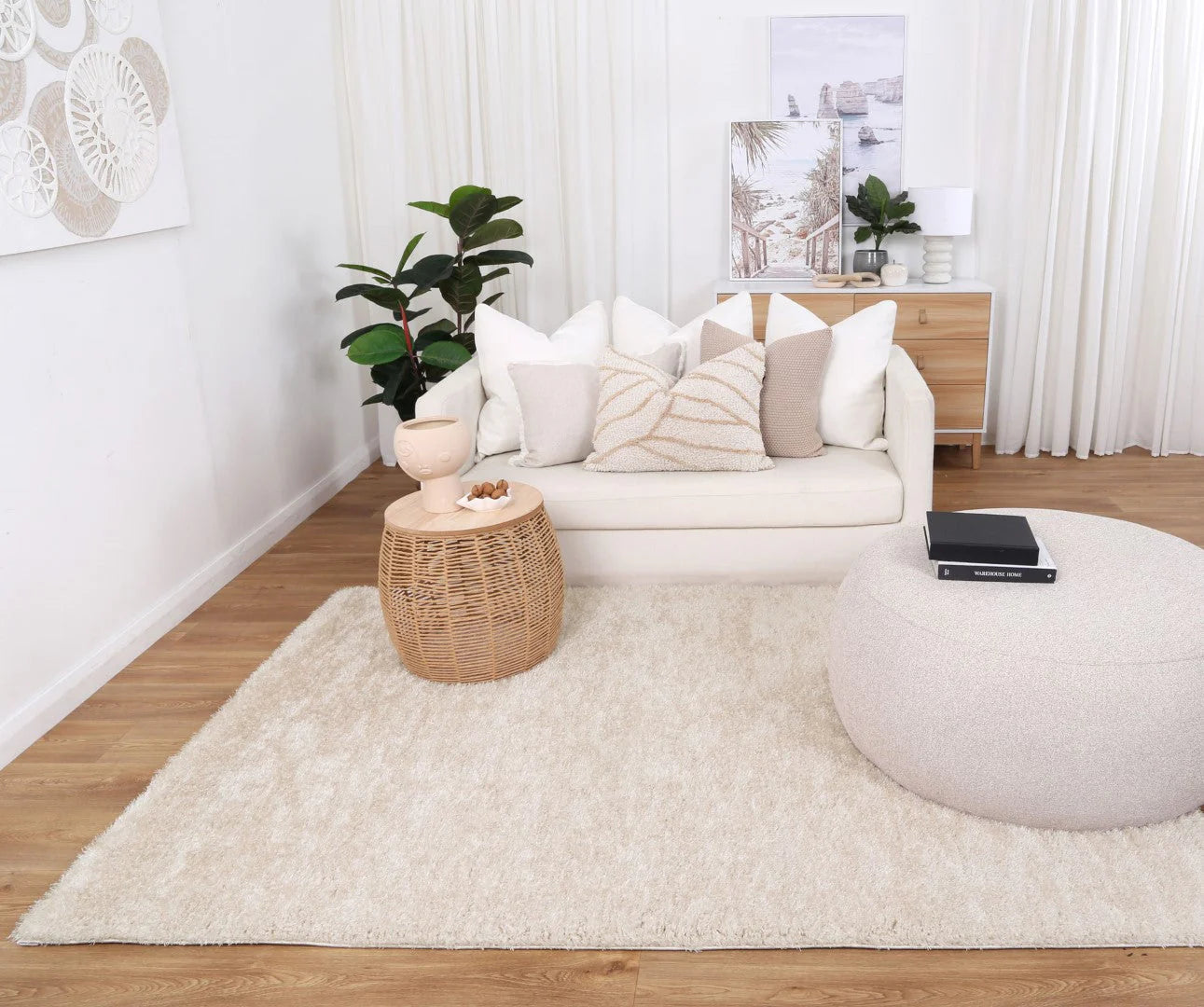 Puffy soft Shaggy Ivory rug