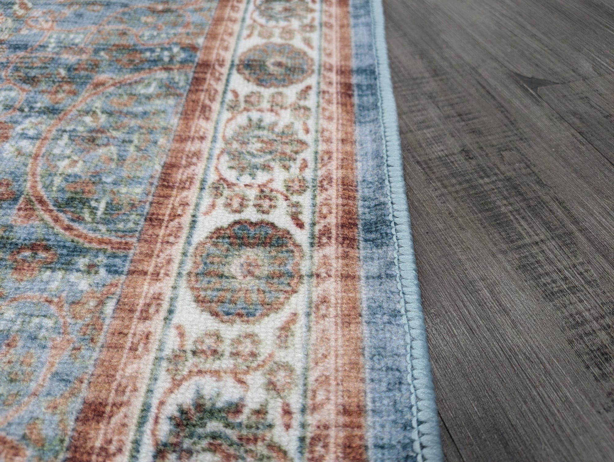 Gabe medallion blue transitional hallway runner 80cm Wide