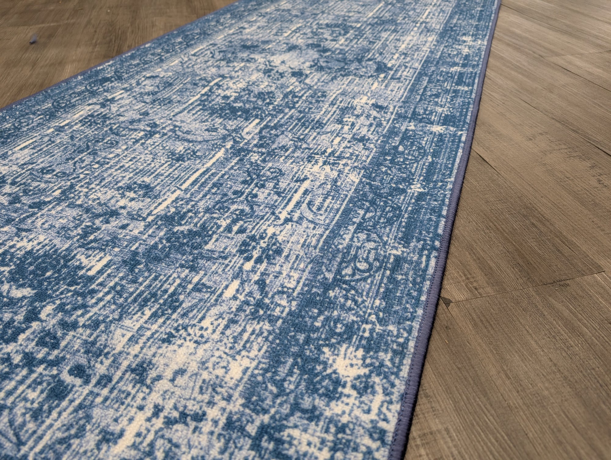 Gabe medallion blue floral transitional hallway runner 80cm Wide