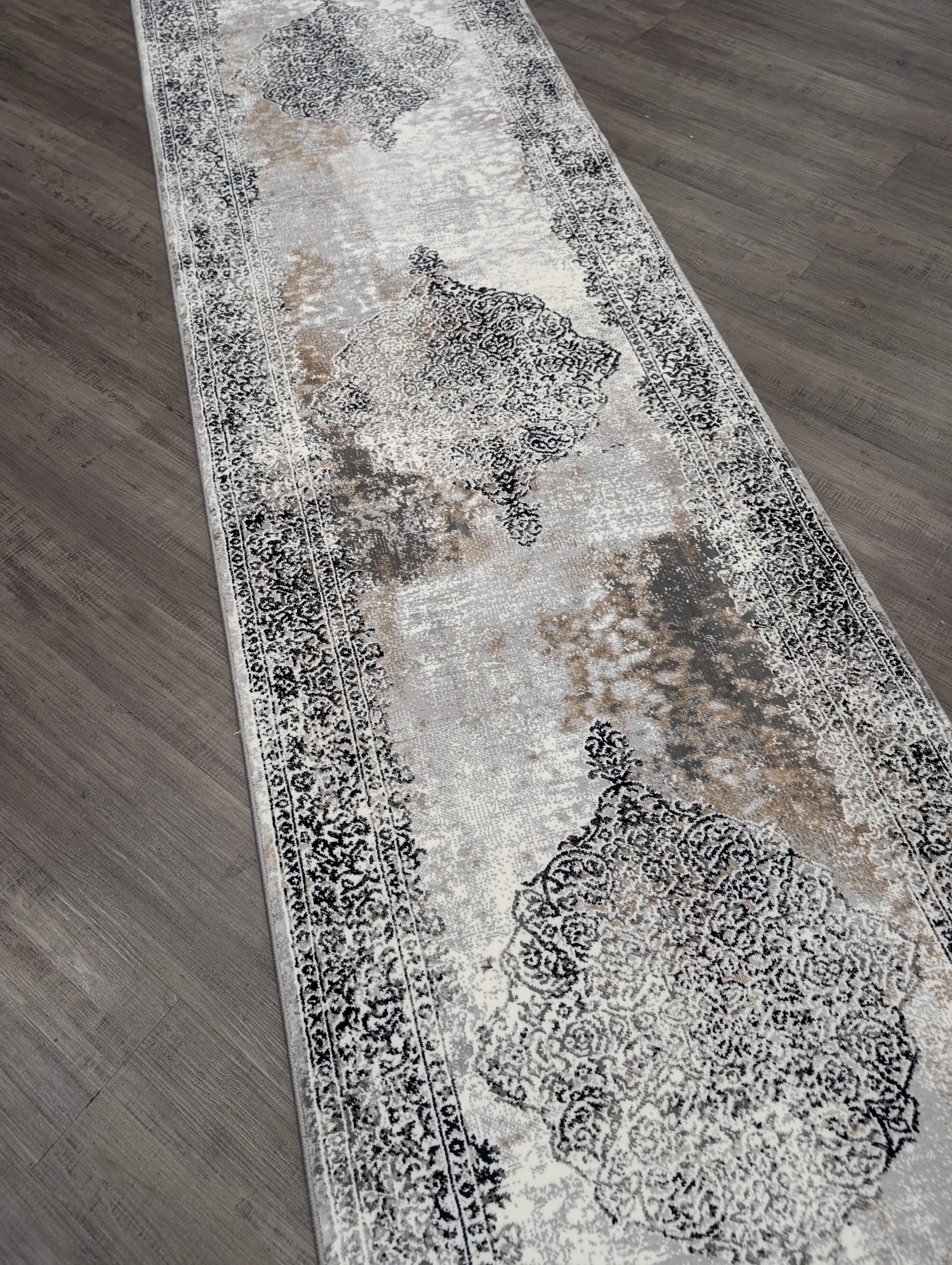 252 Merry grey black transitional runner 100cm Wide