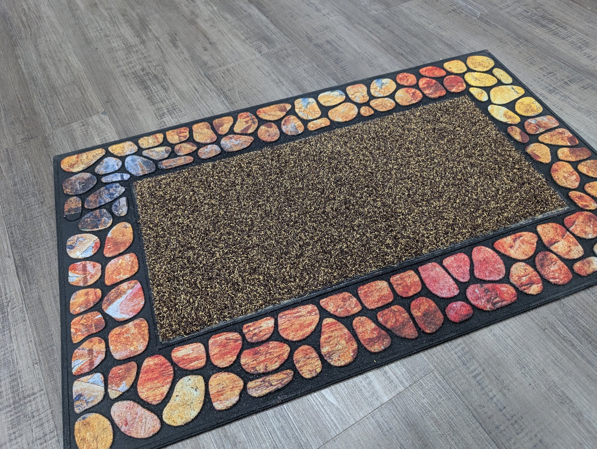 Outdoor Mat Pebble Border 45x76cm - Burnt orange