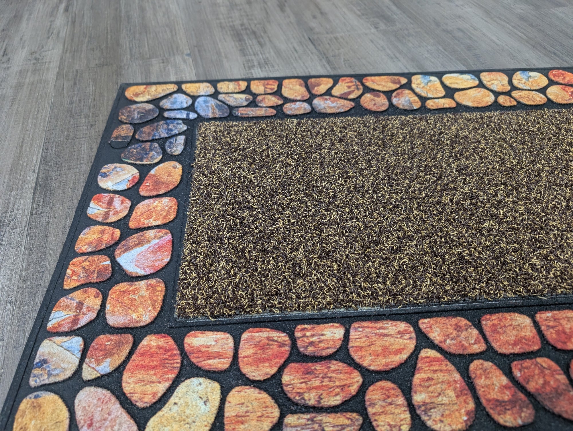 Outdoor Mat Pebble Border 45x76cm - Burnt orange