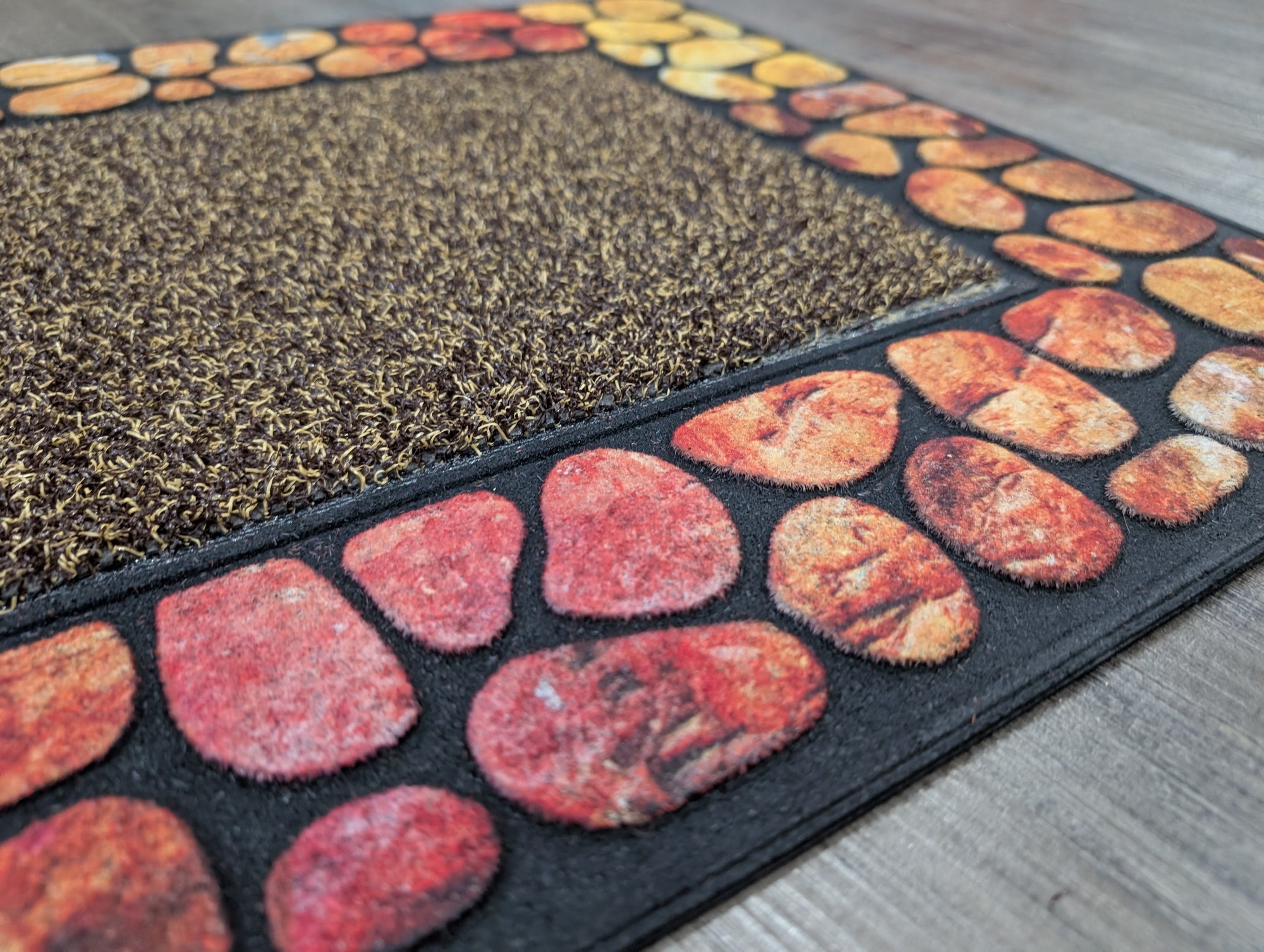 Outdoor Mat Pebble Border 45x76cm - Burnt orange