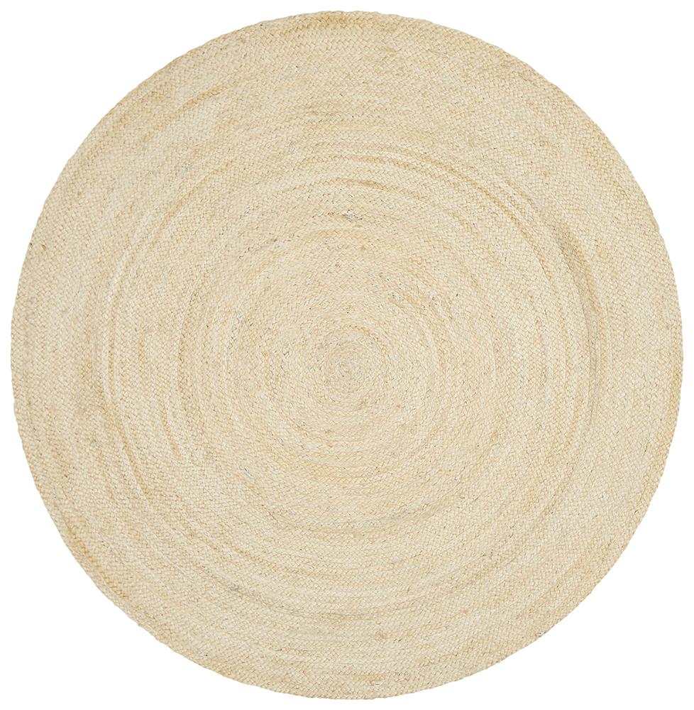 Braided Jute cream circle rug 100cm