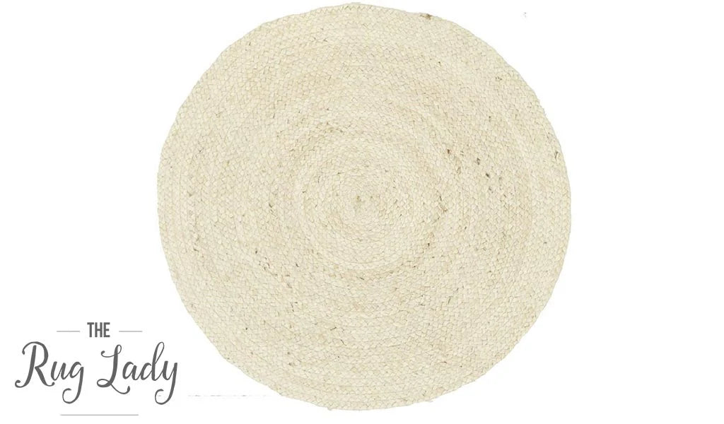 Braided Jute cream circle rug 100cm