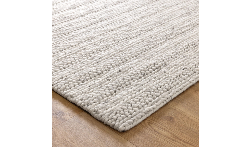 Priva Ivory Mixed Weave Wool Rug