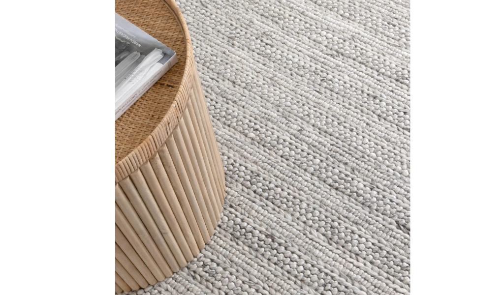 Priva Ivory Mixed Weave Wool Rug