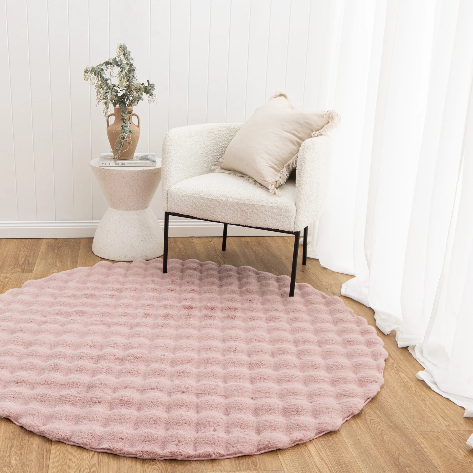 Purity Washable Round Rug Pink rug