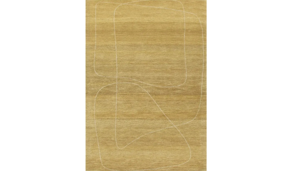 Isla Moss Green Line Art Wool Rug