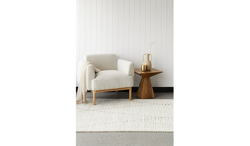 Samira Natural Dotted Diamond Abstract Wool Rug