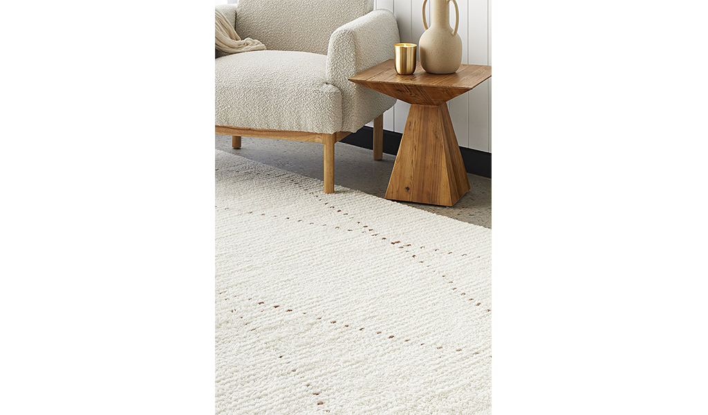 Samira Natural Dotted Diamond Abstract Wool Rug