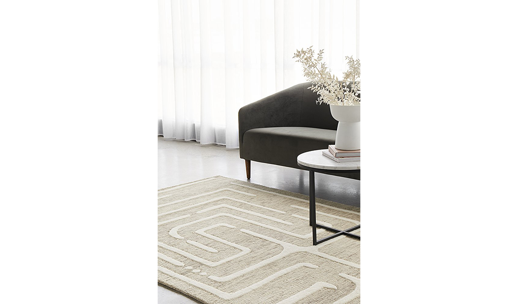 Samira Natural Modern Maze Wool Rug