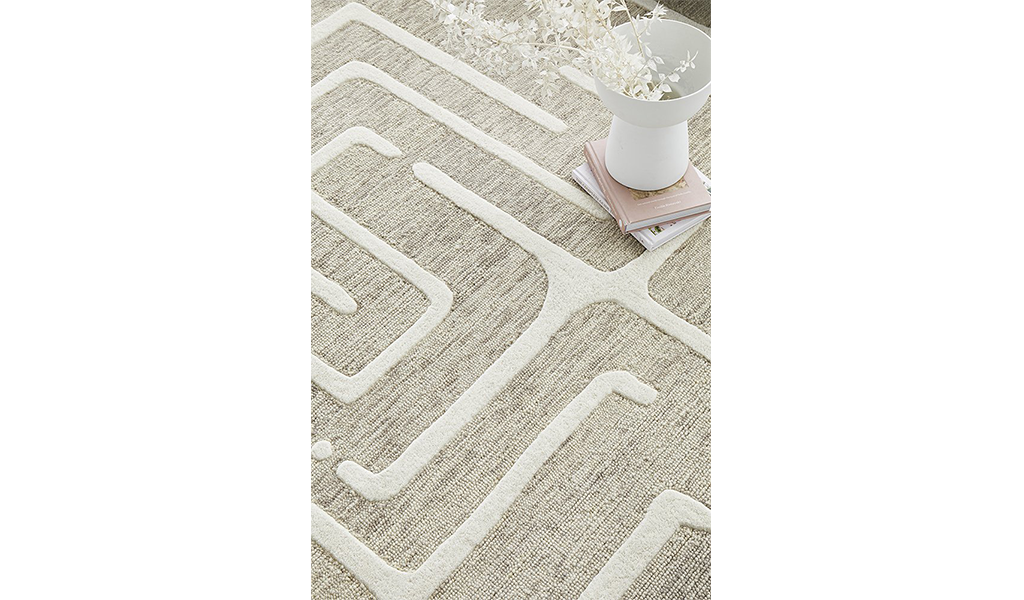 Samira Natural Modern Maze Wool Rug