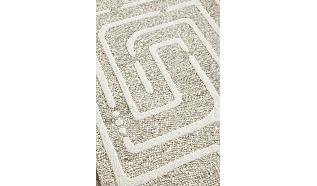 Samira Natural Modern Maze Wool Rug
