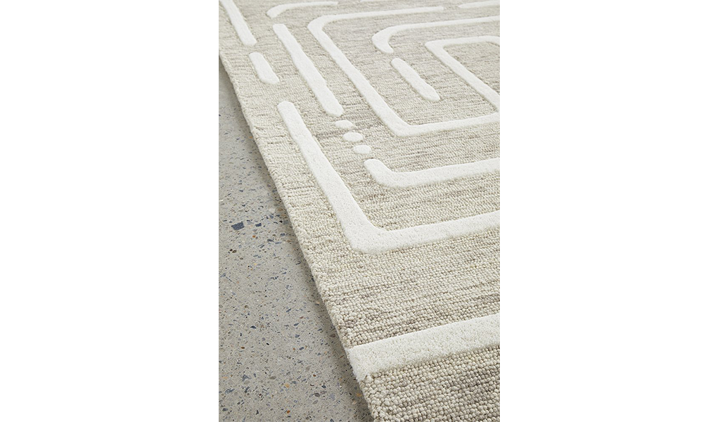 Samira Natural Modern Maze Wool Rug