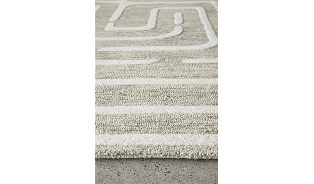 Samira Natural Modern Maze Wool Rug
