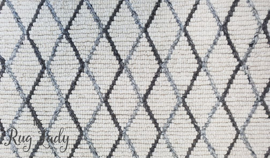 Civic Ivory Diamond Hand Woven Wool Rug