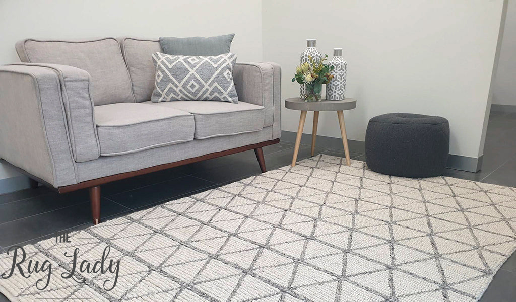 Civic Ivory Geometric Triangle Hand Woven Wool Rug
