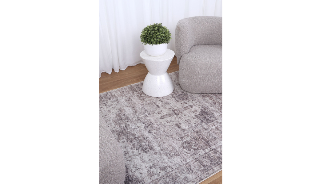 Vivien Grey Medallion Bordered Rug