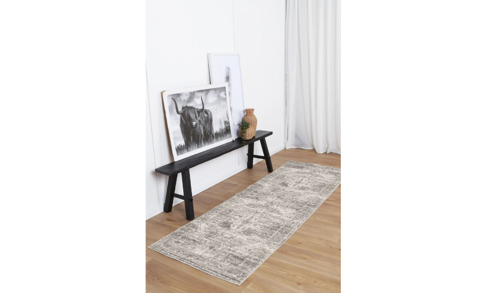 Vivien Grey Medallion Bordered Rug