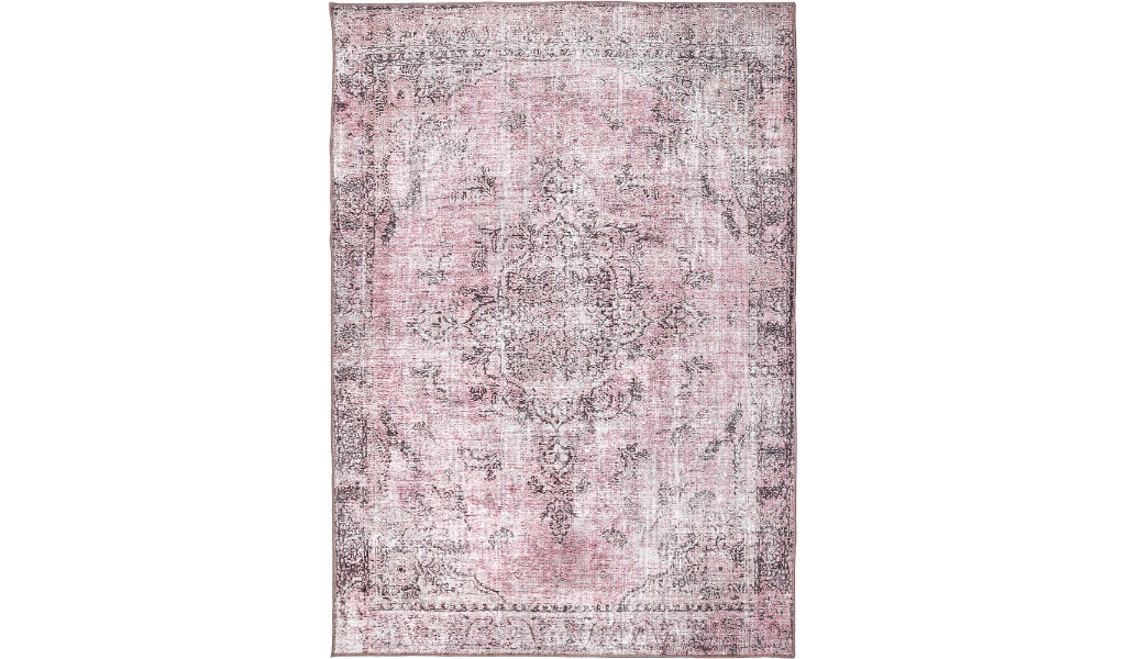 Vivien Pink and Black Distressed Medallion Rug