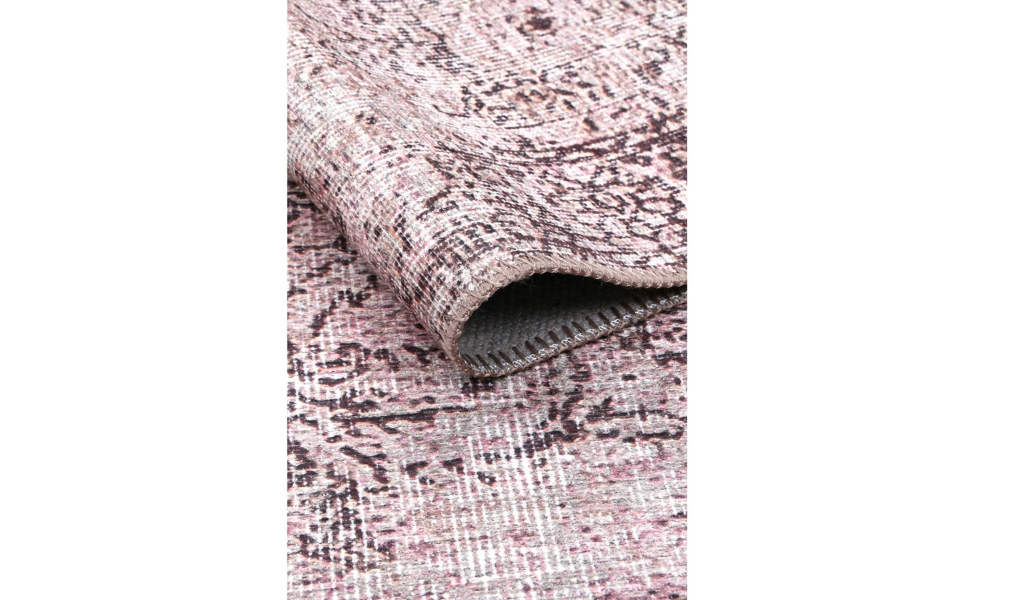 Vivien Pink and Black Distressed Medallion Rug