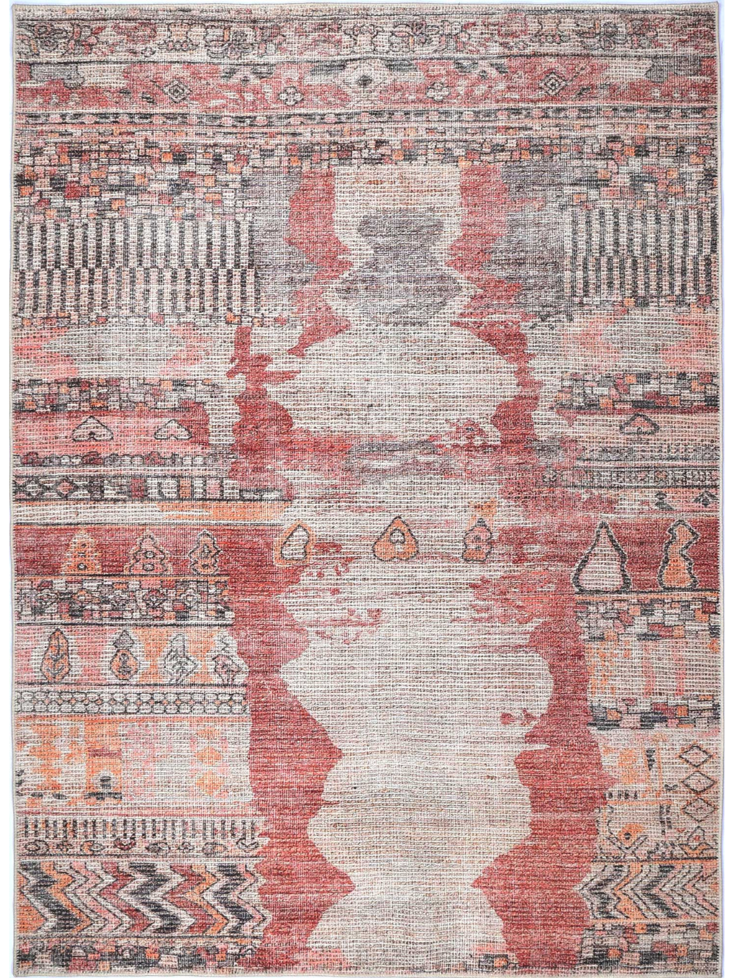 Vivien Red Tribal Multi Pattern Rug