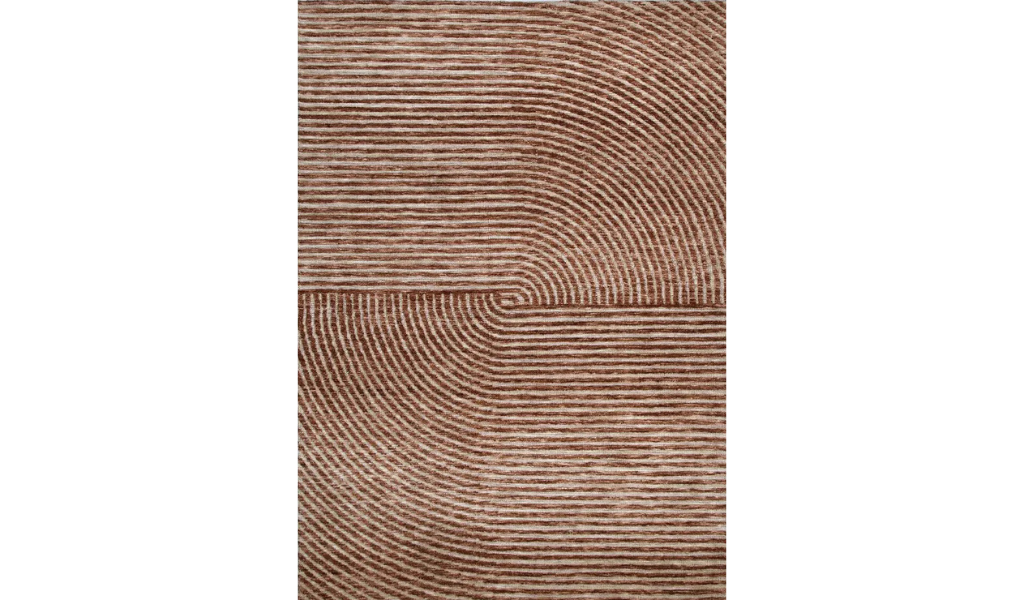 Isla Rust Curved Line Textured Wool Rug