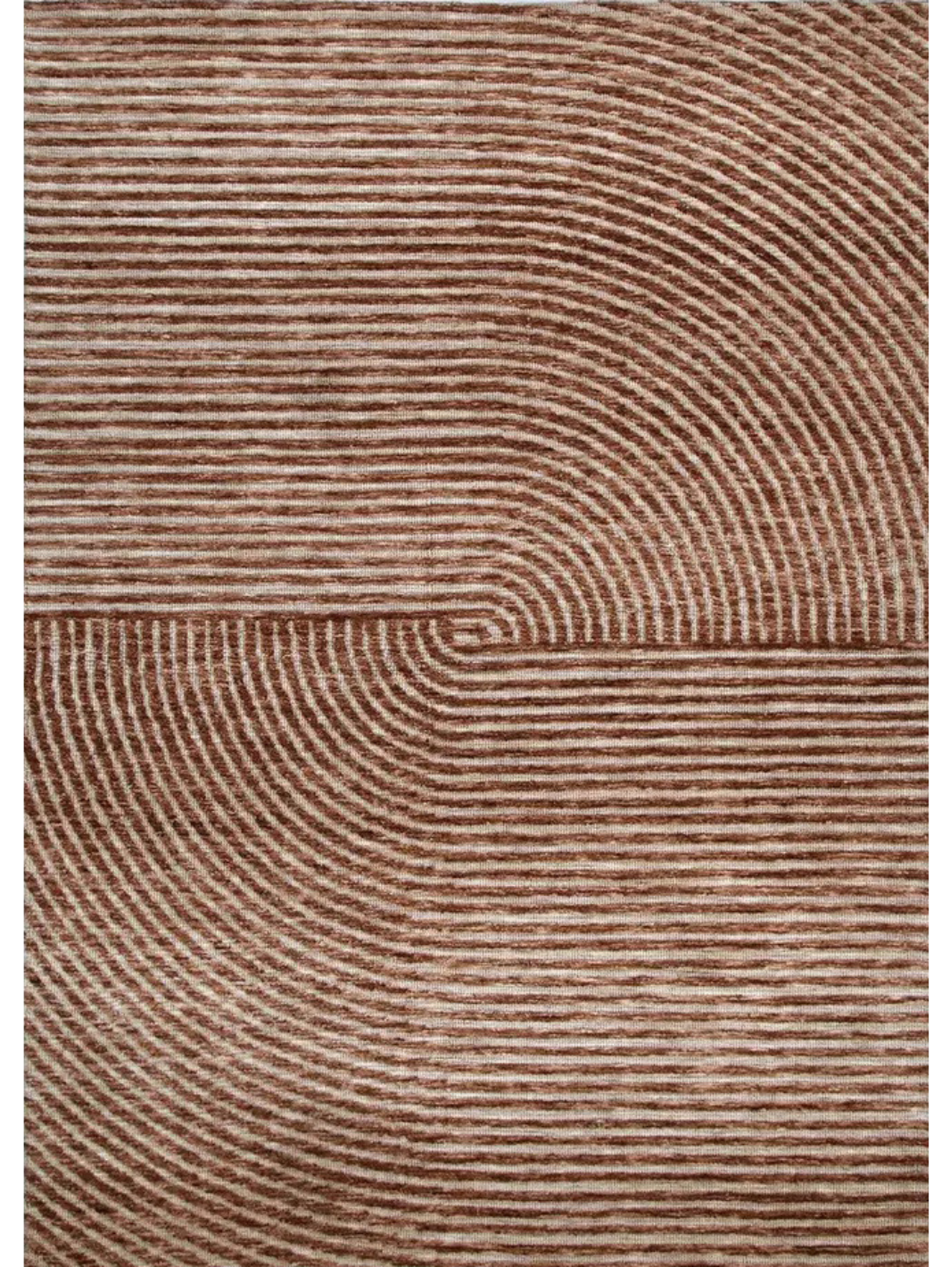 Isla Rust Curved Line Textured Wool Rug