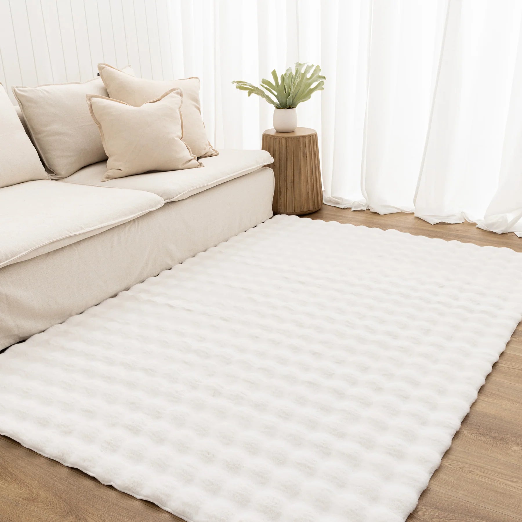 Purity Washable Bubble shaggy White rug