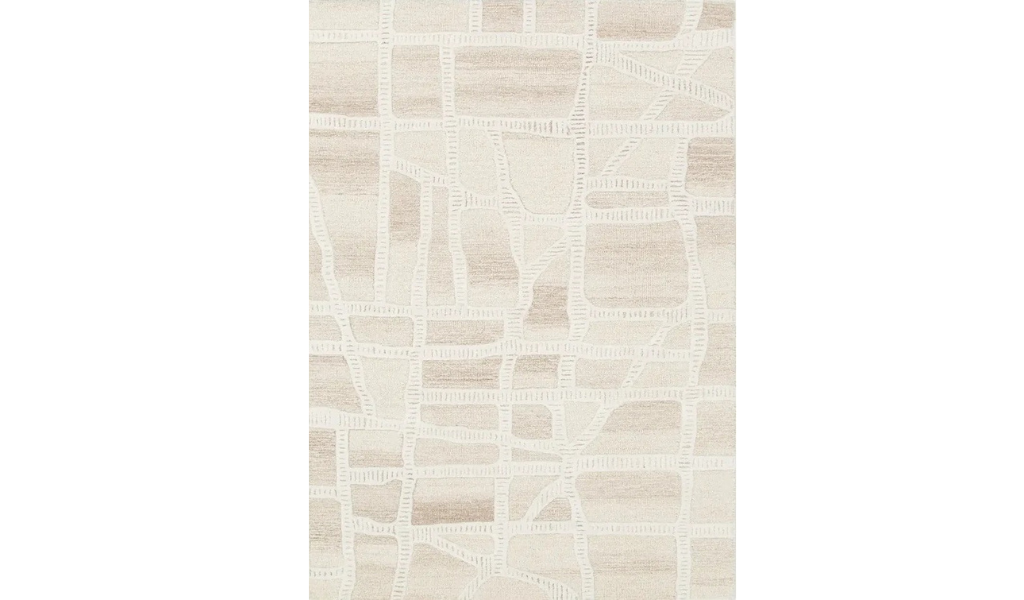 Isla Ivory Beige Modern Mosaic Wool Rug