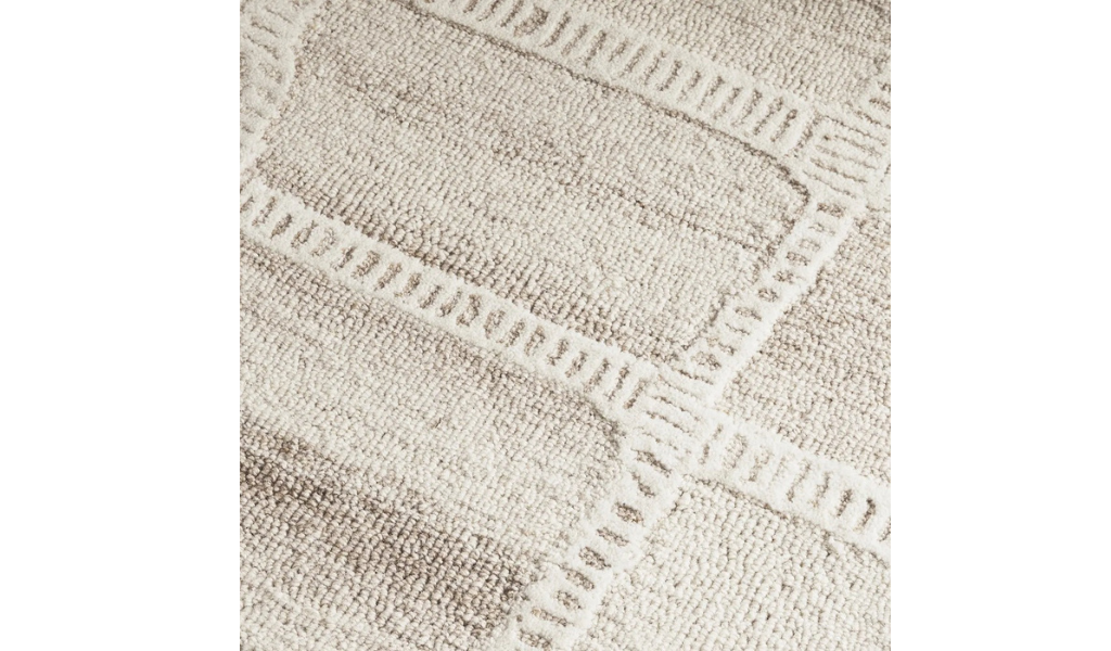 Isla Ivory Beige Modern Mosaic Wool Rug