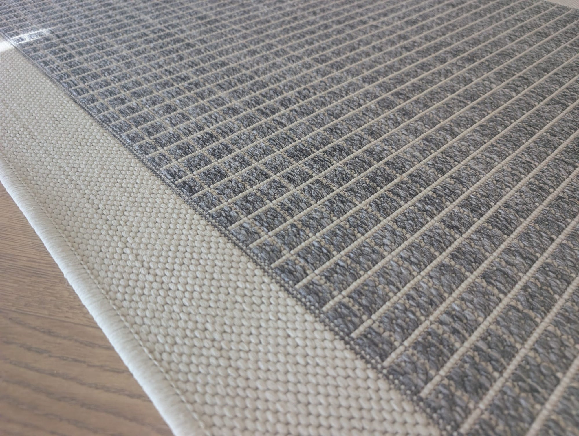 Cream grey flatweave Chino 80 cm Wide