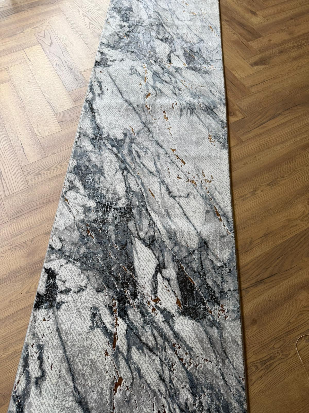 Merry grey  multi cracked glass 80 cm Wide Runner