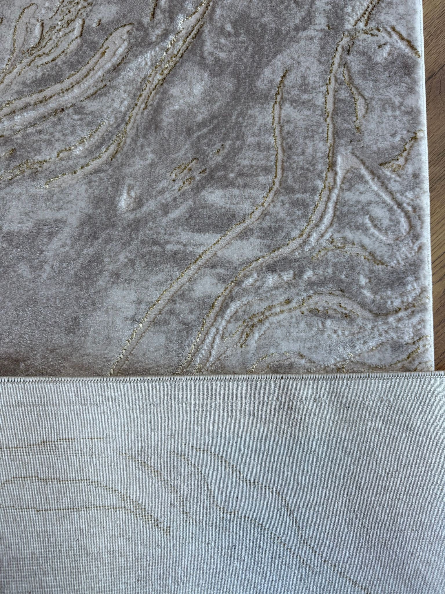 Cream gold Lazer Modern washed-out Runner 80cm wide
