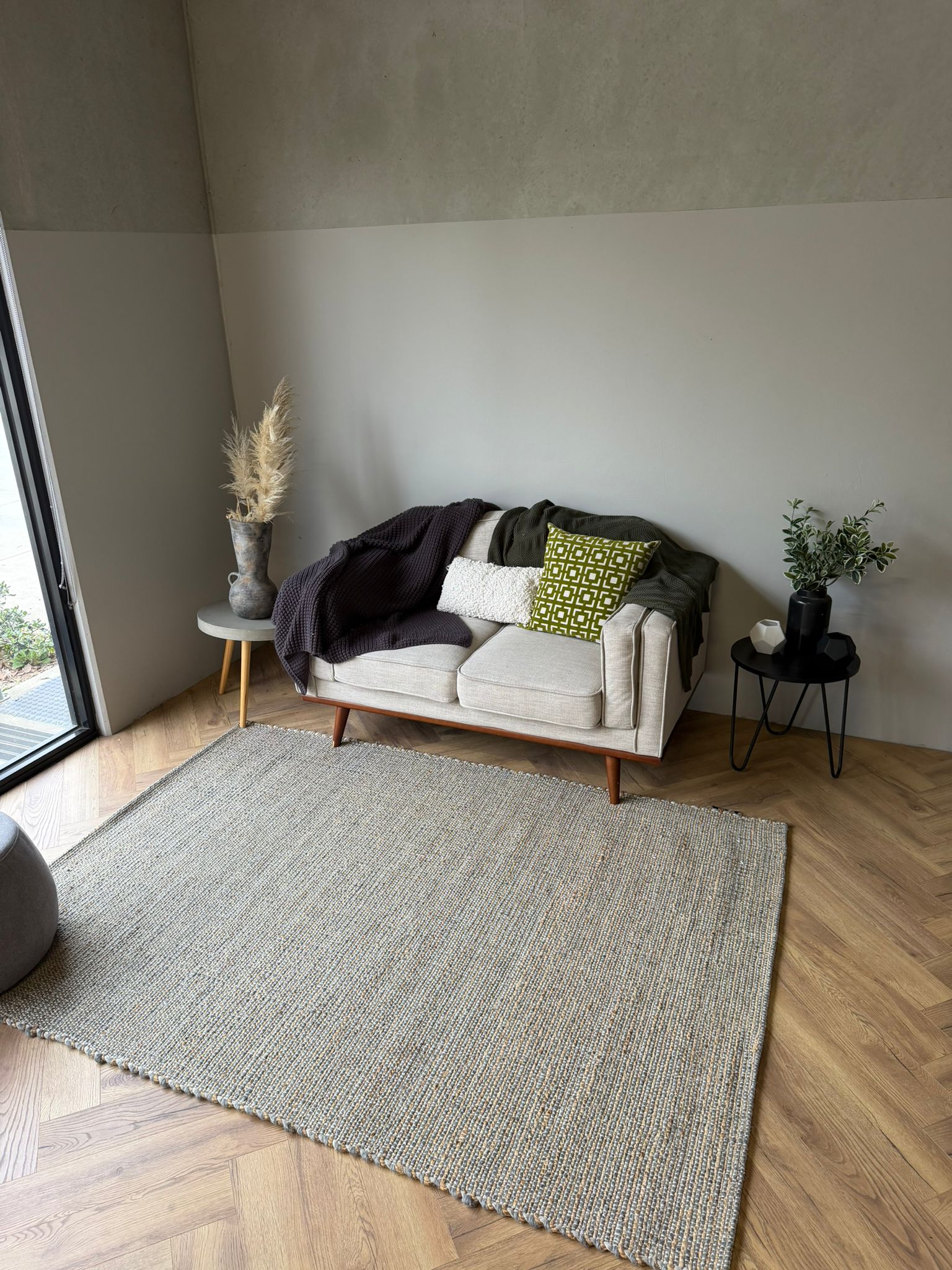 Nomad Wool Jute Textured Natural Rug – Natural grey
