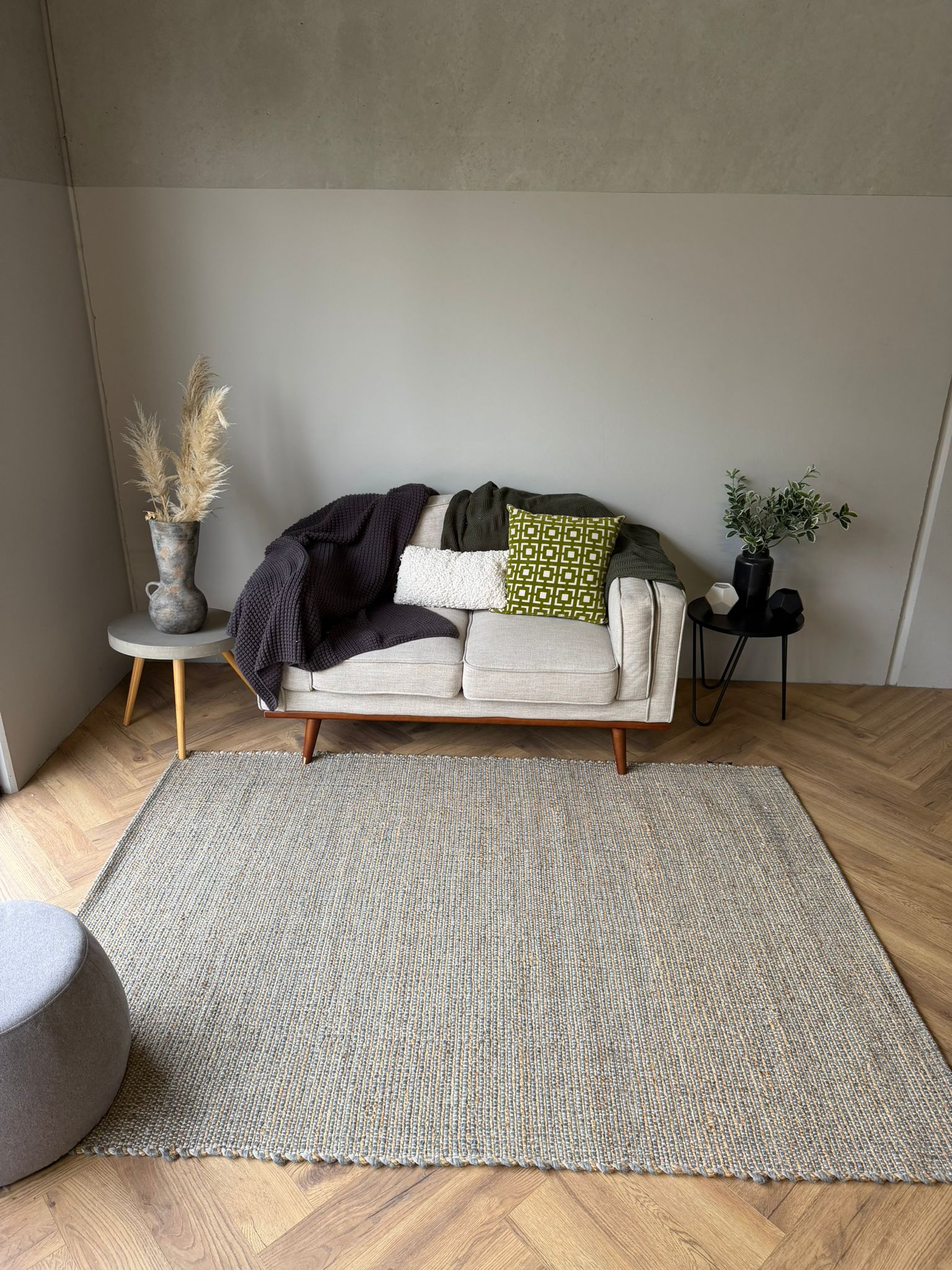 Nomad Wool Jute Textured Natural Rug – Natural grey