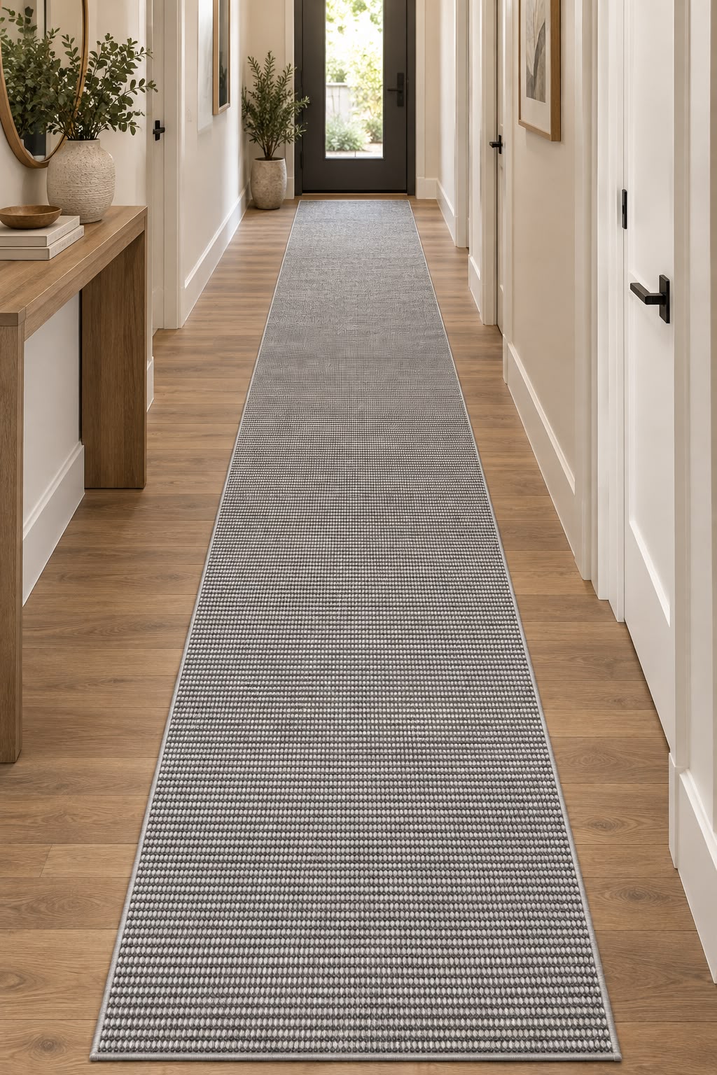 Vela grey white stripes Hallway Runner 100cm wide