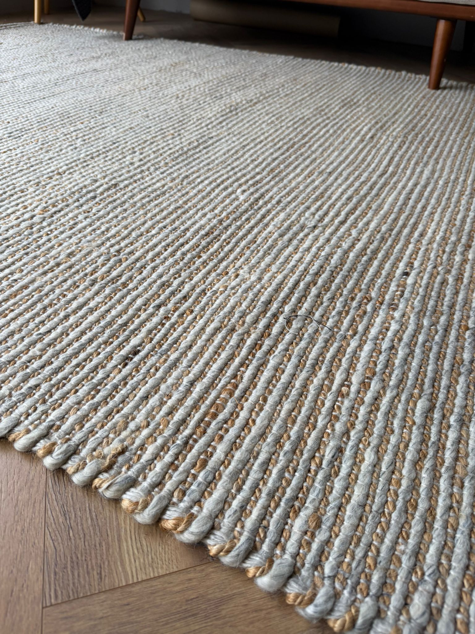 Nomad Wool Jute Textured Natural Rug – Natural cream Ivory