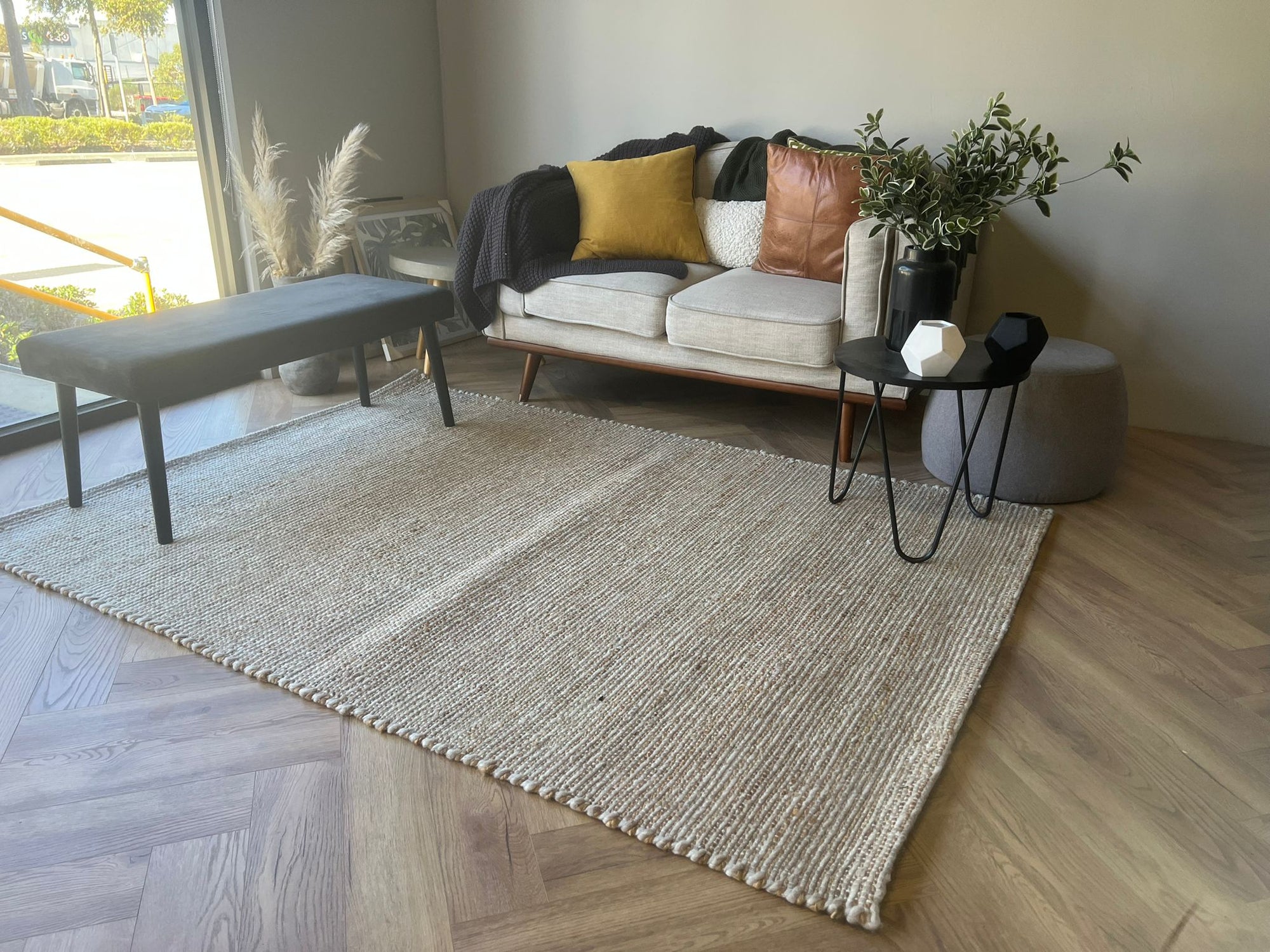 Nomad Wool Jute Textured Natural Rug – Natural Brown